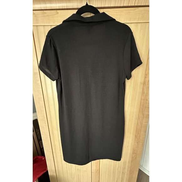 Coco + Carmen Black Polo Short Sleeve Mini Dress Sheer Jersey Black Size S / M - Picture 4 of 5
